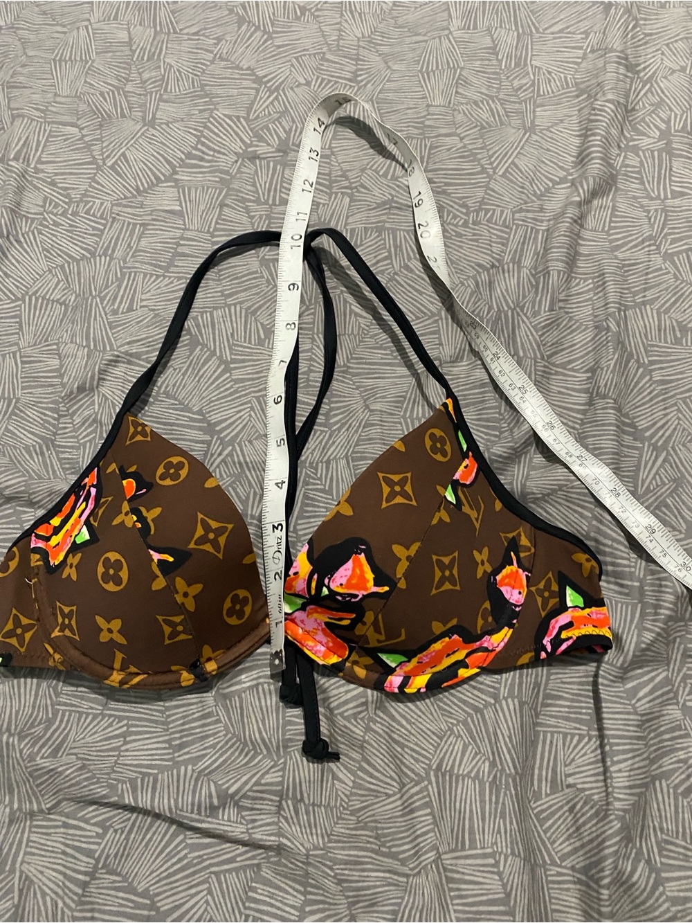 Louis Vuitton Brown Monogram Floral-Print Halter Bikini Top - Picture 3 of 7